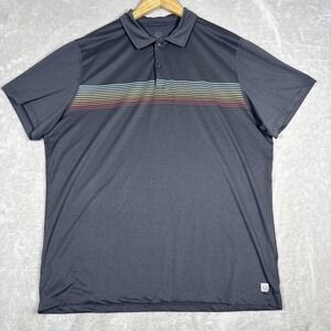 Marine Layer The Air Polo Shirt Mens XLarge Gray Striped Preppy Casual Stretch